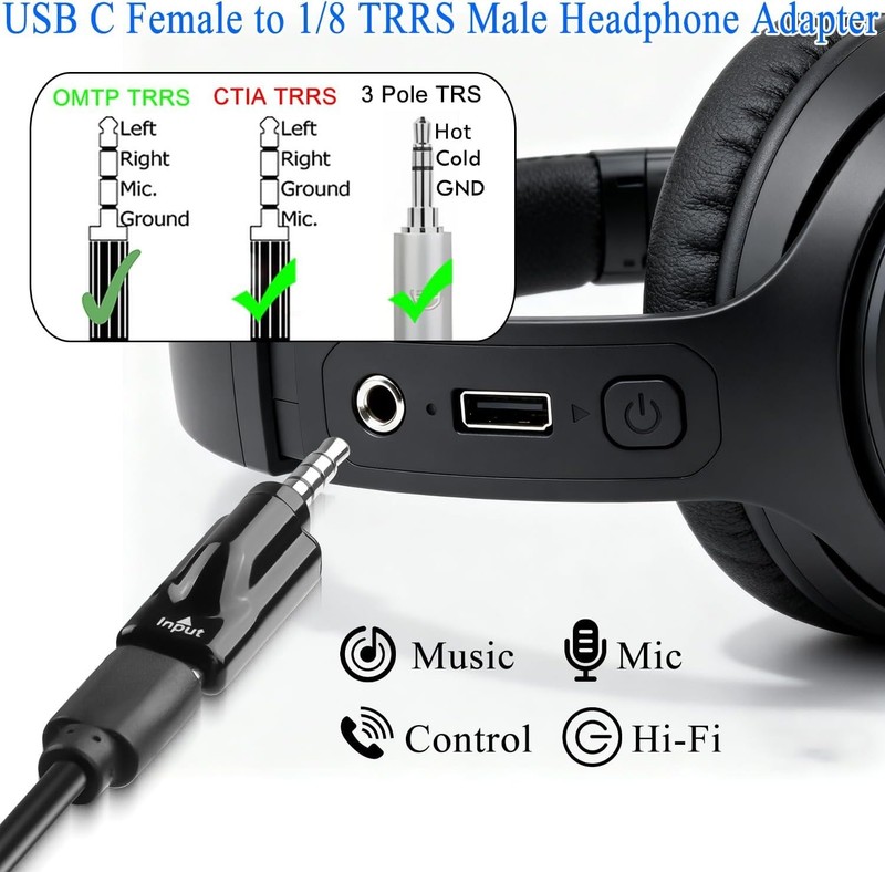 USB C to 3.5mm Headphone Adapter 2 Pack USB C Female to TRRS 3.5mm Male Audio... gallery