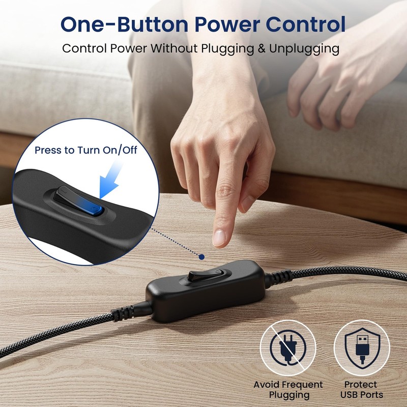 USB A Male-to-Female Extension Cable with On/Off Switch 10FT/3M gallery
