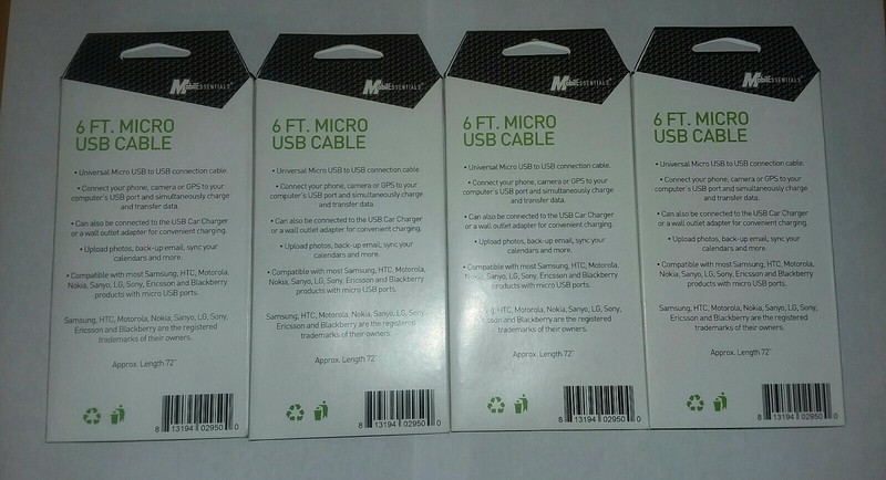Lot of 8 MOBILESSENTIALS 6ft Sync & charge Cable micro-USB Phone Charger Cable gallery