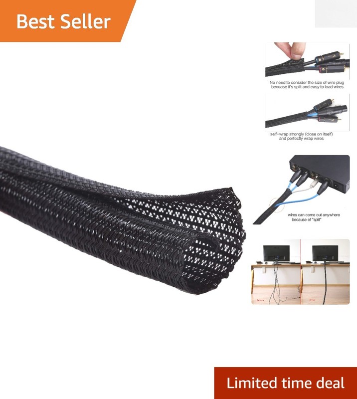 Durable 10ft Split Sleeving for USB & Audio Cables - Chew-Proof Black Tubing