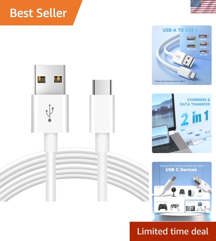Extra Long 10ft USB C Charging Cable – Perfect for Home Security Cameras & More