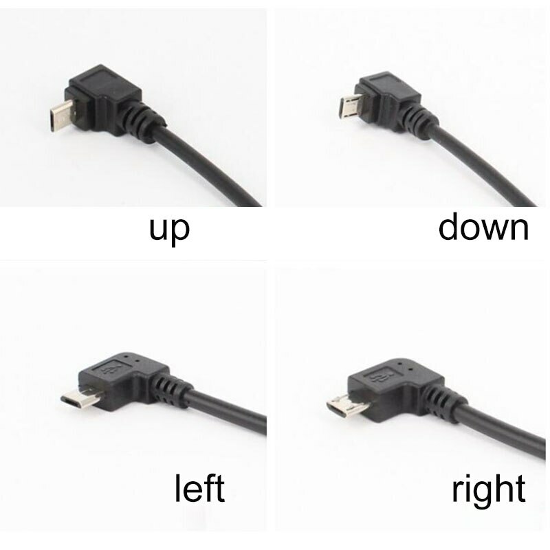 90 Degree Up Down Left Right Angle Micro Male to USB Male Data Charger Cable PC gallery