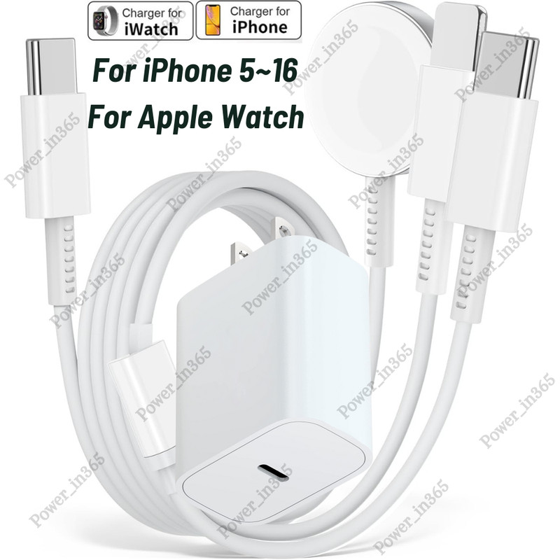 For iPhone Apple Watch Series USB C Magnetic Fast Charger Type C Power Adapter