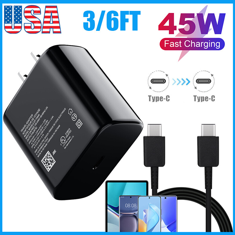 45W USB C Super Fast Wall Charger+3/6ft Type C Cable For Samsung Galaxy S22 S21