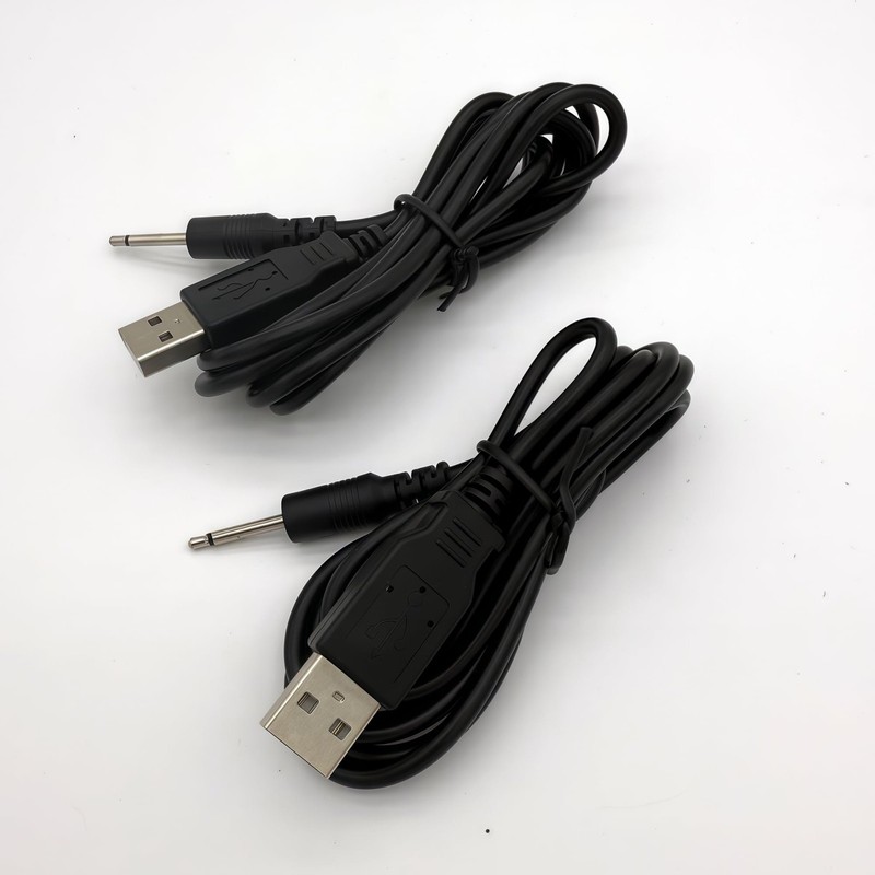 2 PCS 5.0ft Replacement DC Charging Cable USB to DC 2.5mm Pinhole 17mm Black