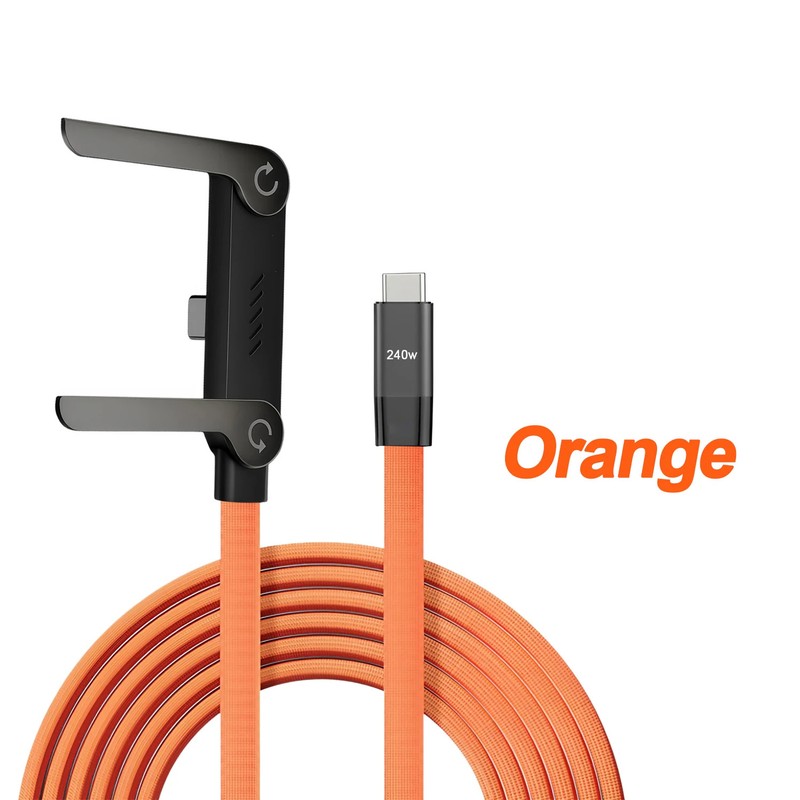 2 in 1 USB C Fast Charging Cable Foldable Phone Stand Data Sync Charger 240W PD