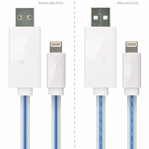 Red Gem Visible Flowing LED Light Up Noodle Data Sync & Charging Cable 3 Feet fo