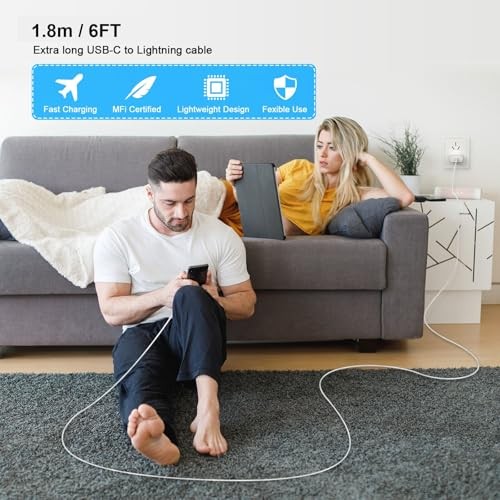[Apple MFi Certified] iPhone Charger Fast Charging 6FT Compatible 20WC-L White gallery