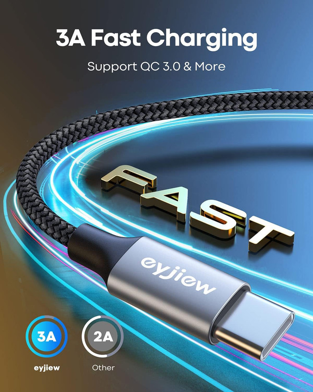 Short USB C Cable 1.5FT [3Pack], 3A Fast Charging 18 Inch USB a to Type C Charge gallery