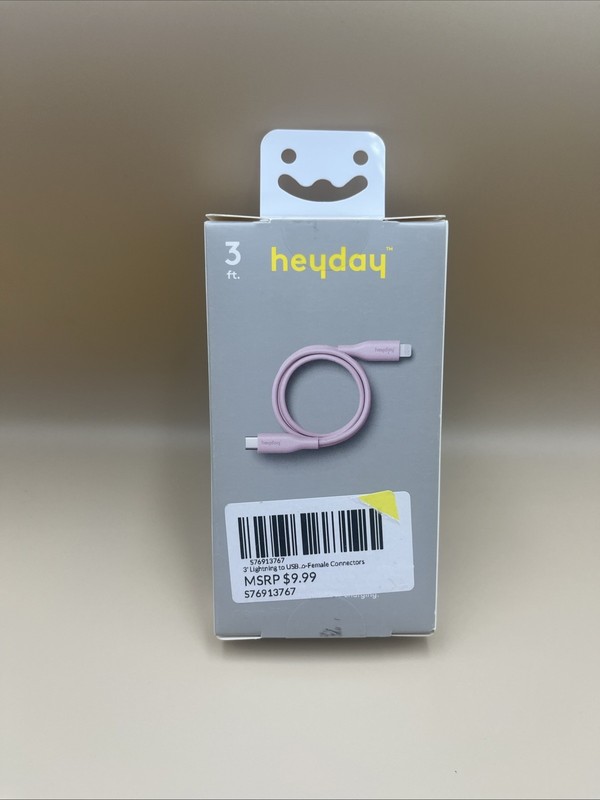 Heyday Lightning to USB-C Round Cable MFi certified 3FT Pink *New* gallery