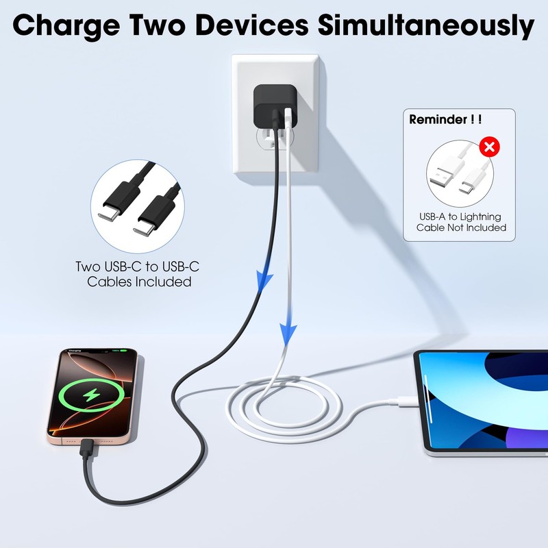 iPhone 17 16 15 Charger Fast Charging,20W USB Wall Charger Block with 6ft to ... gallery