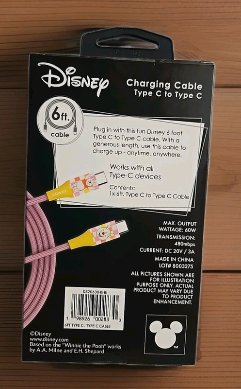 Disney Winnie the Pooh USB-C to USB-C 6ft Charging Cable gallery