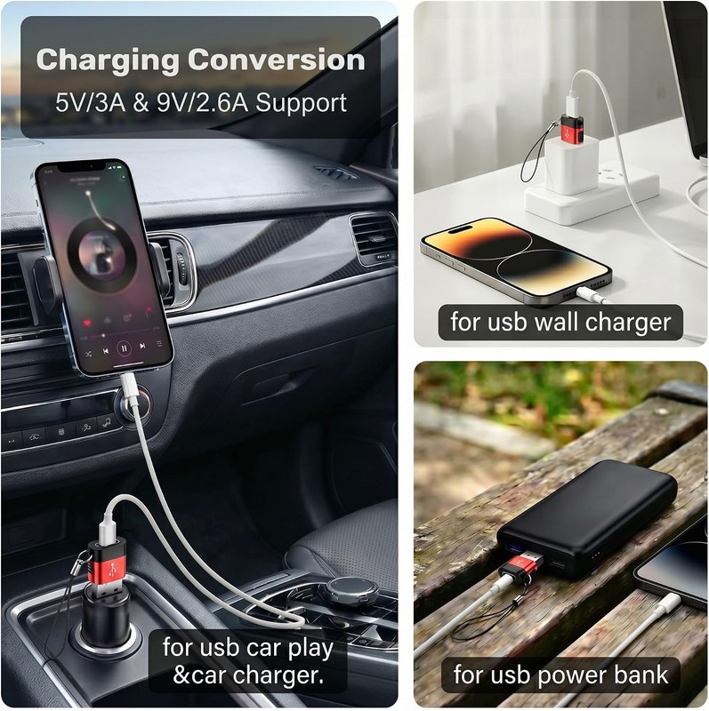 USB to USB C Adapter 6-Pack: USB A to USB C Female Converter (Red) gallery