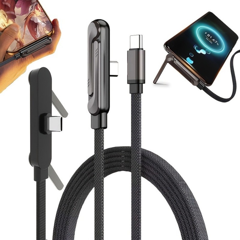 Foldable Heat-Resistant Compact 240W Super Fast Charging 2-in-1 Cable with Stand gallery