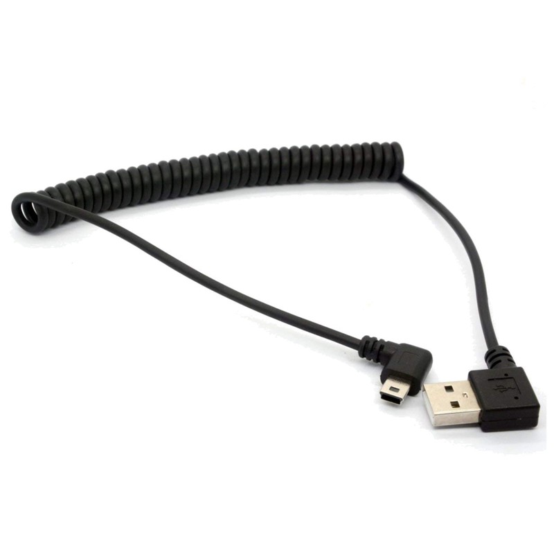 Retractable 1.5m Mini USB to USB 2.0 Cable – Right Angle Charging Solution