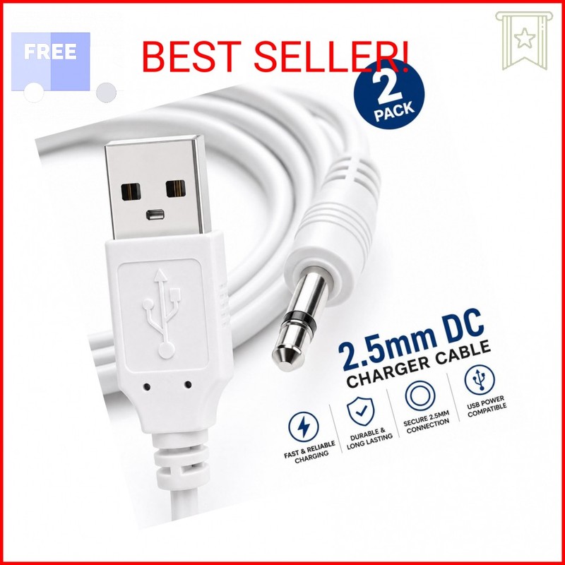 VibeMax (2 Pack) Massager Charger – Fast Charging USB Cable | 2.5mm DC Charger C gallery