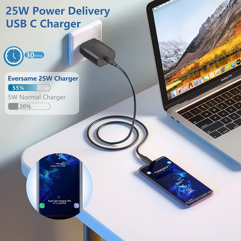 2X PD USB C To USB C Cable 25W Samsung Fast Charger Cube For iPhone 15 16 17 Air gallery
