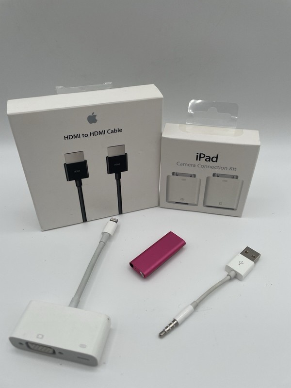 Lot of Miscellaneous Apple Accessories And Pink Ipob Shuffle