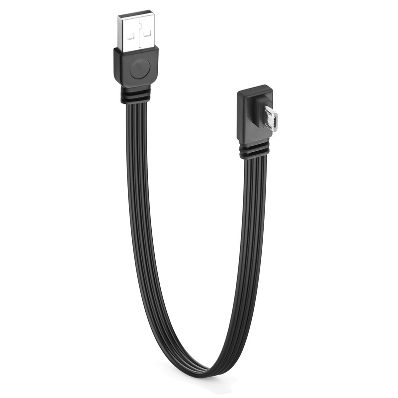 Right Angle USB A to Micro 5Pin Cable Flat Charging Cord Short Fits 1 FT