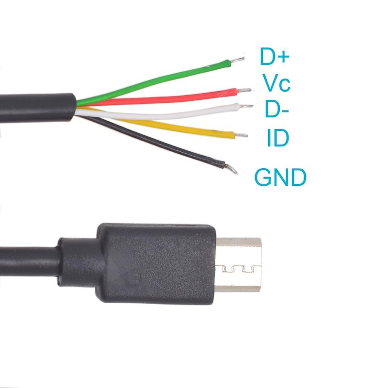 2PCS Short Micro USB 5 Wire Pigtail, 0.3M/1FT Micro USB 5 Pin Bare Wire Open ... gallery
