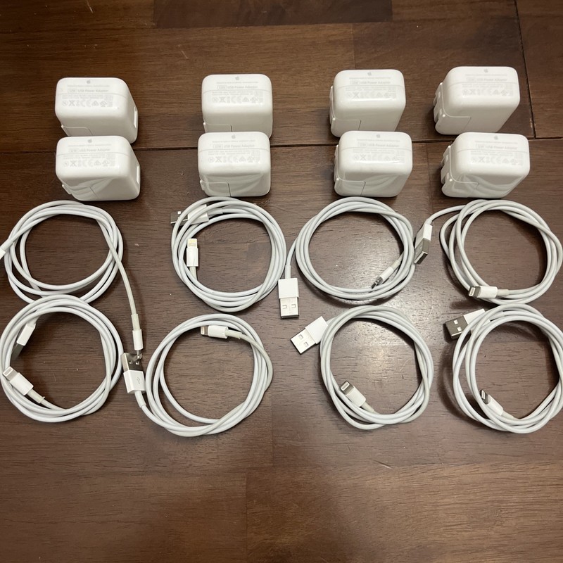 Lot Of (8) Authentic Apple 12 Watt USB Power Adapter And 8–3’ Lightning Cables.