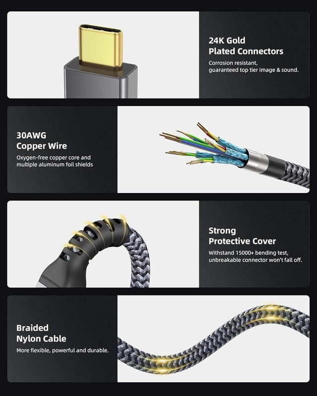 6Ft] Thunderbolt 4 Cable, Thunderbolt 4 Cable 40Gbps with 100W Charging and 8... gallery