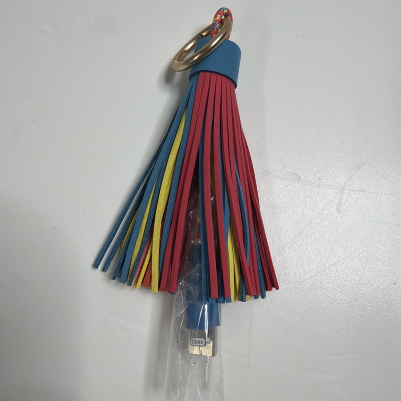 BRAND NEW Heyday keyring iPhone iPad charger, multi color tassel 