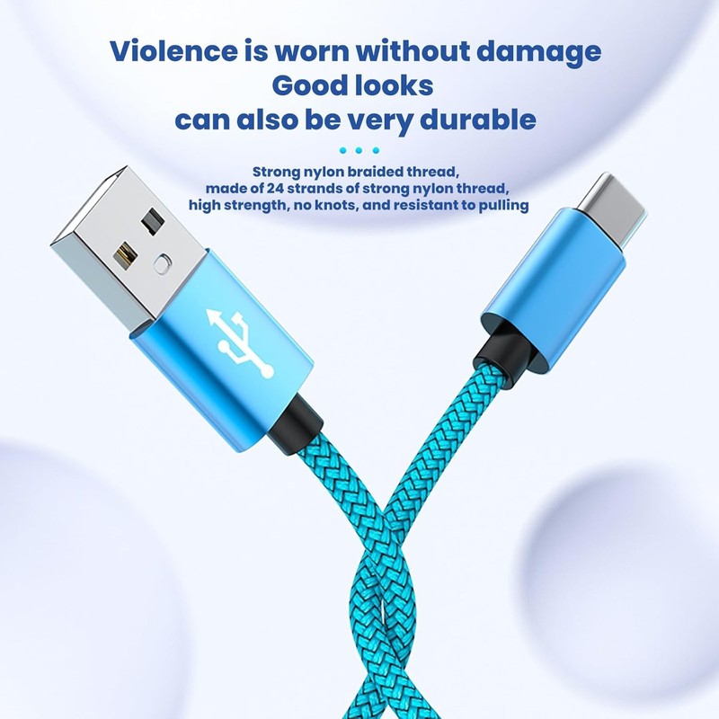 Nylon Braided Cable Cord Compatible USB A to USB C Cable for Phone Cable Charger gallery