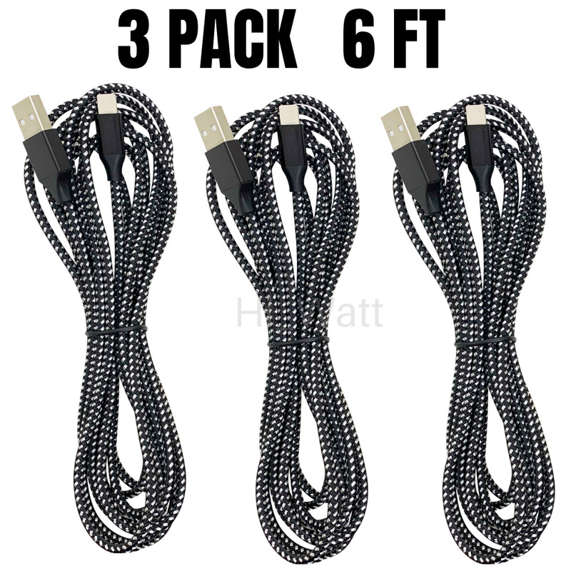 3Pack 6ft USB Fast Charger Cable Lot Heavy Duty For iPhone 13 11 8 6 5 Charging gallery