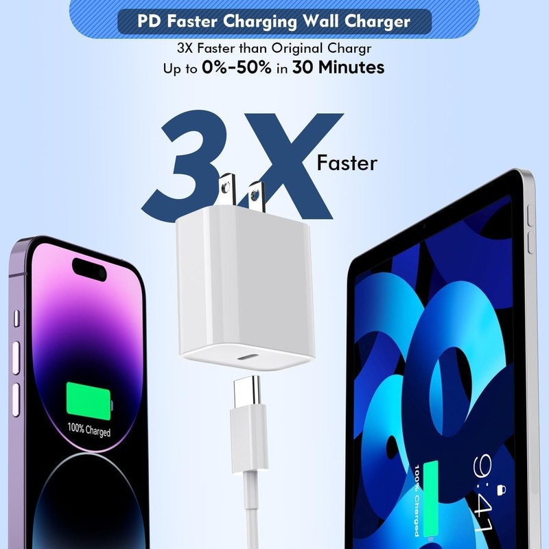 For Apple iPhone Charger Fast Charging PD USB C Wall Block Type C Power Cord gallery