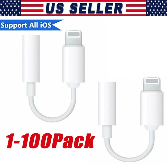For iPhone Headphone Adapter Jack 8 Pin to 3.5mm Aux Cord Dongle Converter Lot