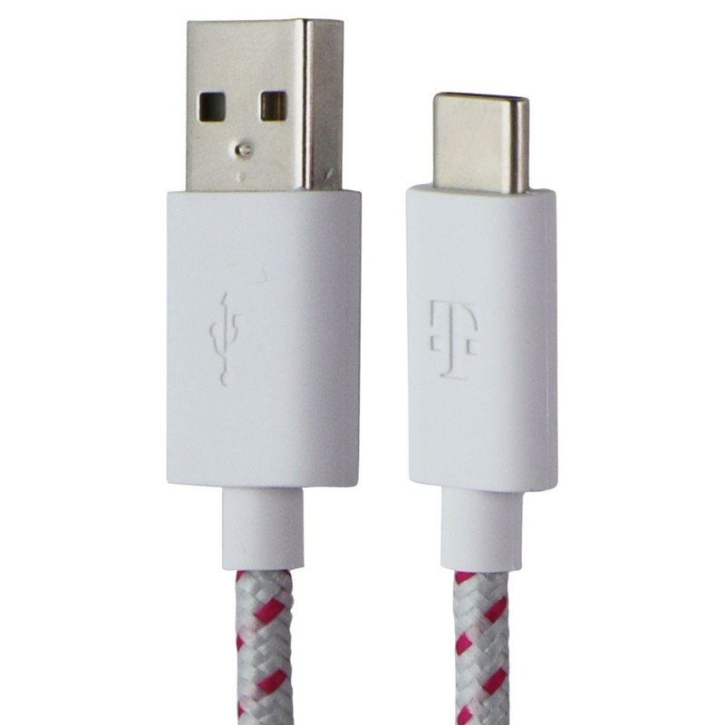 T-Mobile (1m) USB-A to USB-C Braided Charge Cable – Pink / Gray