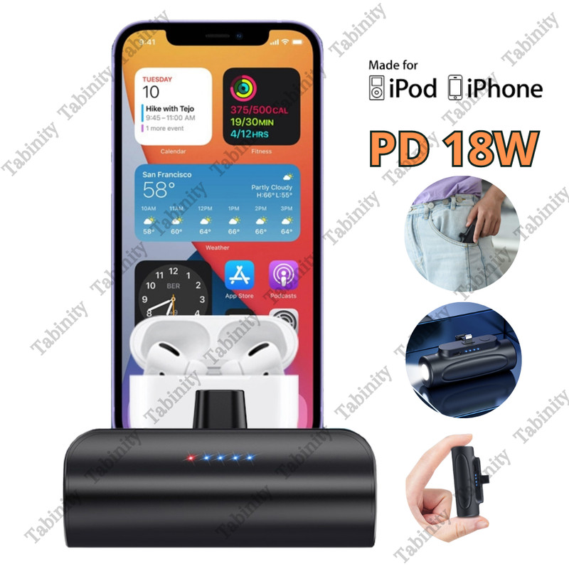 5000mAh PD 18W Portable Power Bank External Battery Fast Charger For iPhone iPod