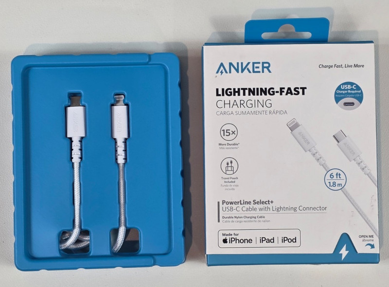 Anker PowerLine Select + USB-C Cable with Light*ing Connector 6ft, Apple MFi Cer