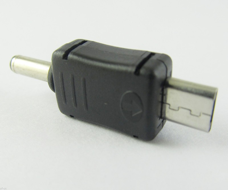 1pc Micro USB Male to 1.35 x 3.5mm DC Male Plug Power Charger Adapter Black