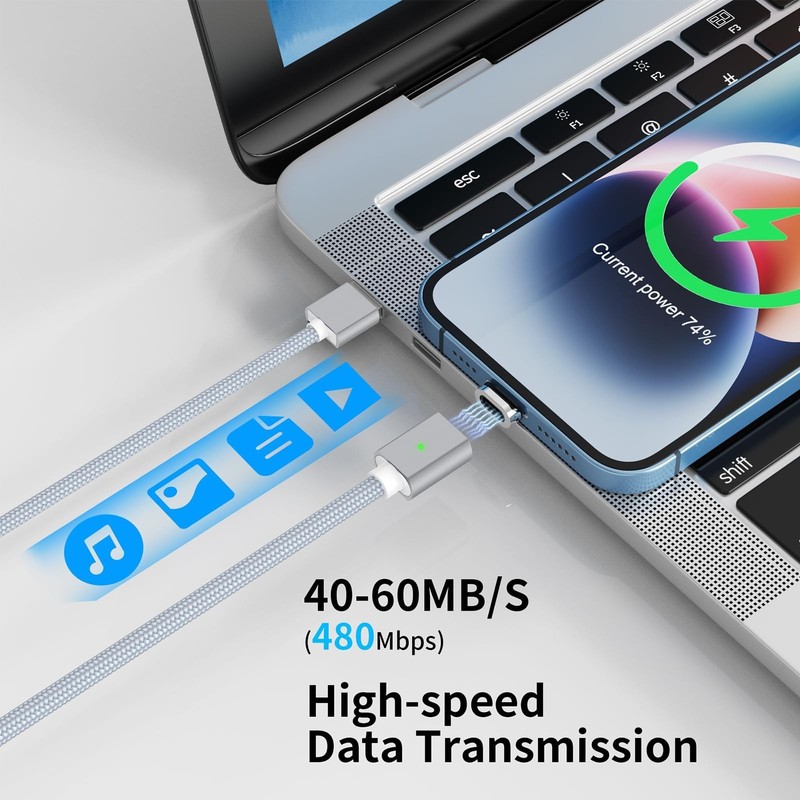 CNakdDG Magnetic Charging Cable 3A Fast Charging(3 6.6/6.6/6.6ft, Silver gallery