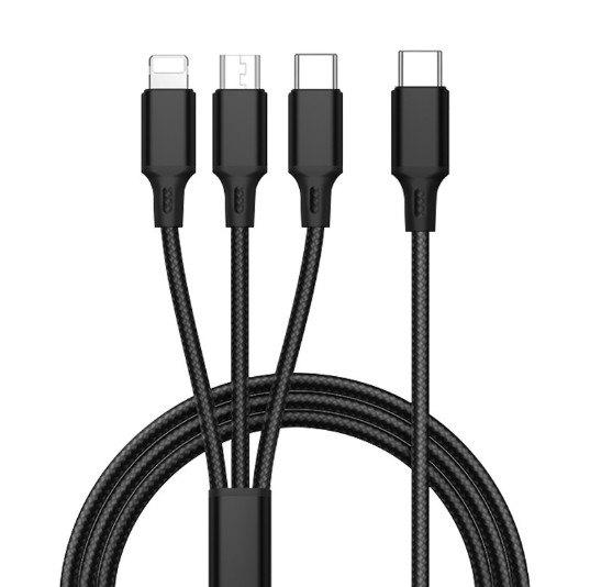 2pcs Universal Type-C 3 In 1 Mobile Phone Charging Cable Multi-port Data Cables