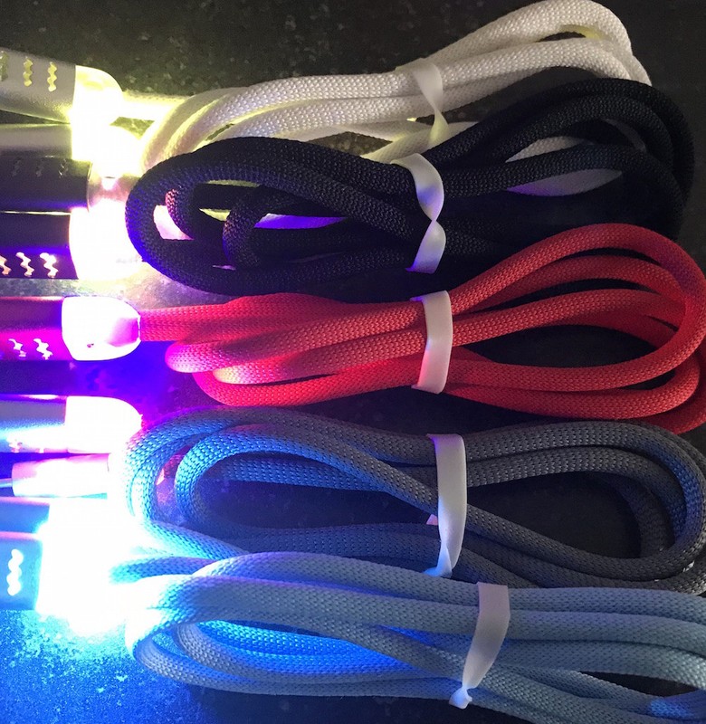 FLASH LED BRAIDED LIGHT Data Cable charger FOR Apple iPhone 8 7 6 5 4s micro usb gallery