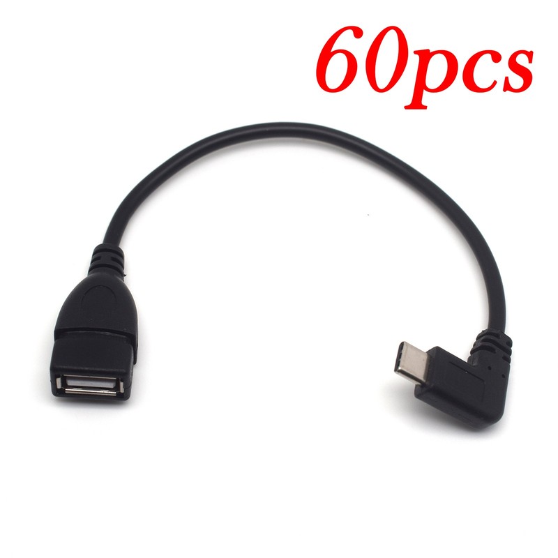 60pcs USB 3.1 Type C Male 90°Right Angled to USB 2.0 A Female OTG Adapter Cable