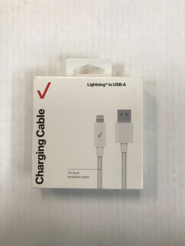 Verizon MFi-Certified Lightning To USB-A 10 Foot Braided Cable – white