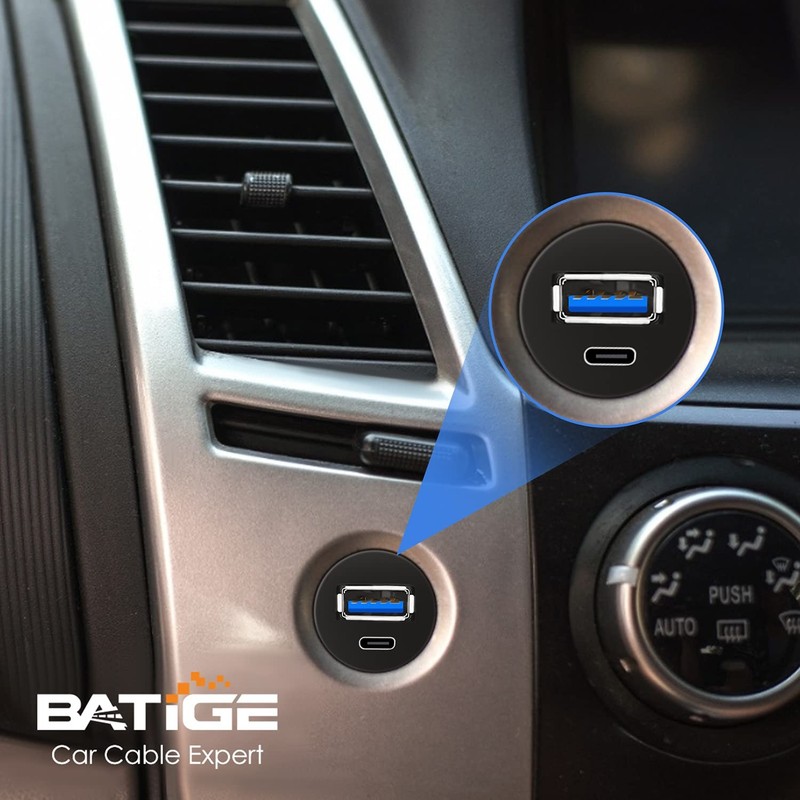 BATIGE USB 3.0 to Type C 3.0 Car Mount Flush Cable Dual Port Male to Female gallery