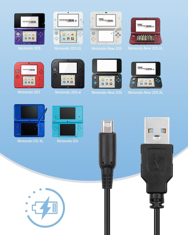 TRIVERSETECH (2-Pack) USB Charging Cable Compatible with Nintendo New 3DS XL/... gallery