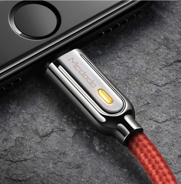 New Smart LED Auto-Disconnect Nylon Charging & Data Cable (Red, 6 Ft) gallery