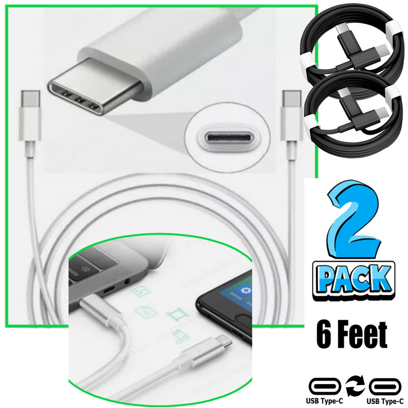2 Pack 6ft USB C Fast Charger Cable PD Cord USB For iPhone 15 16 17 Galaxy S8 S9 gallery