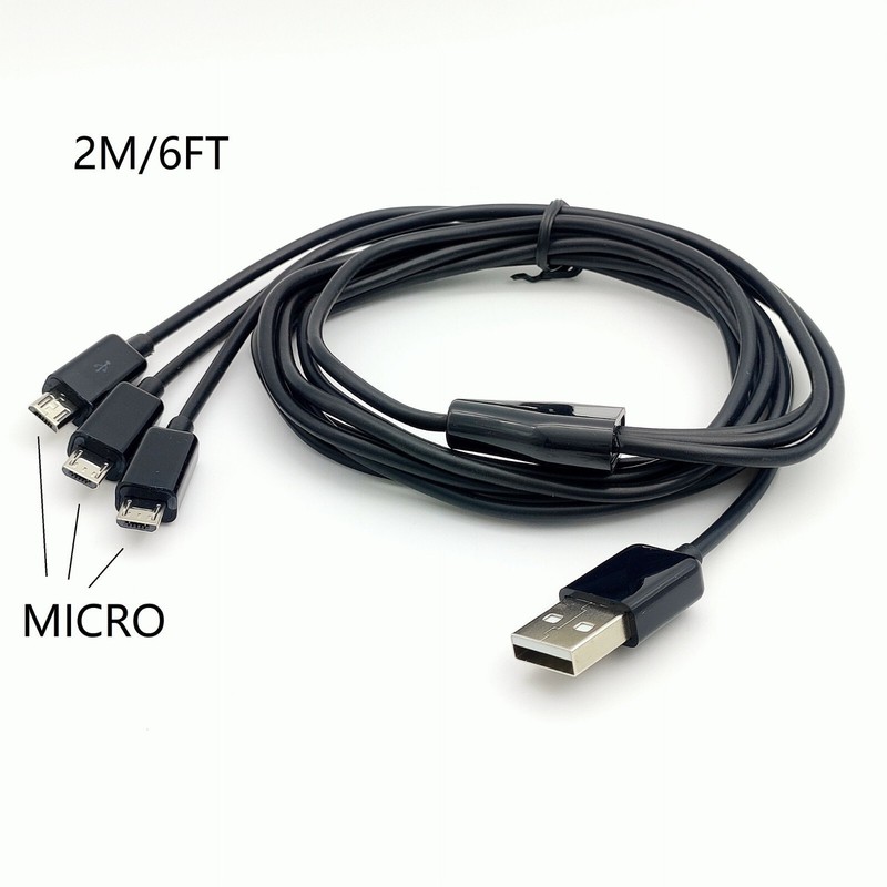 1/2/3M (3/6/10FT) Micro USB Splitter Cable 1 to 3 Micro USB Cable Charging Cord