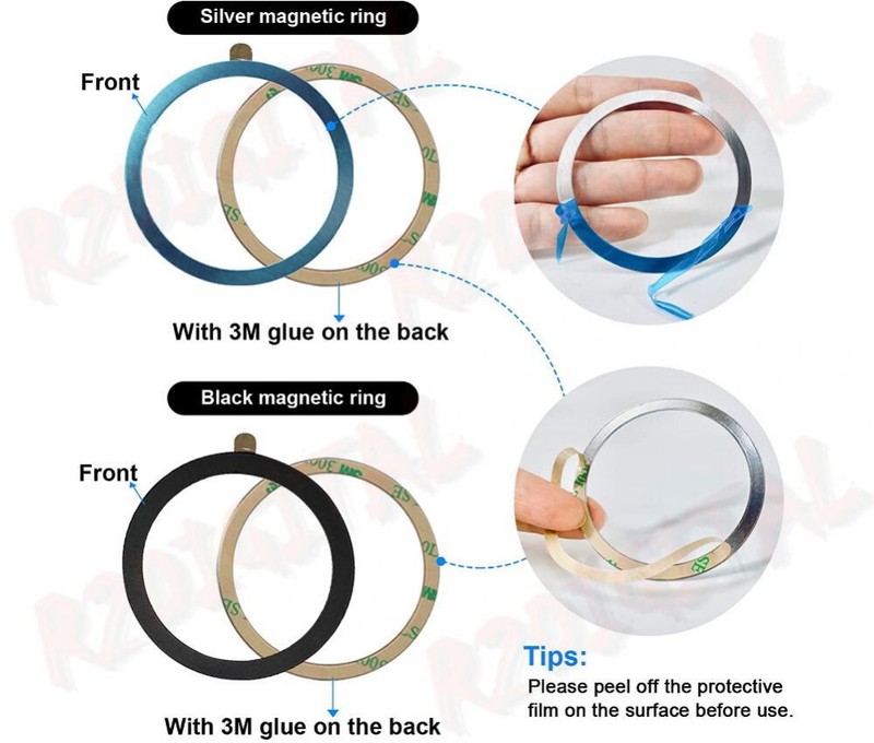 MagSafe Magnetic Charging Conversion Kit Ring Compatible iPhone Galaxy gallery