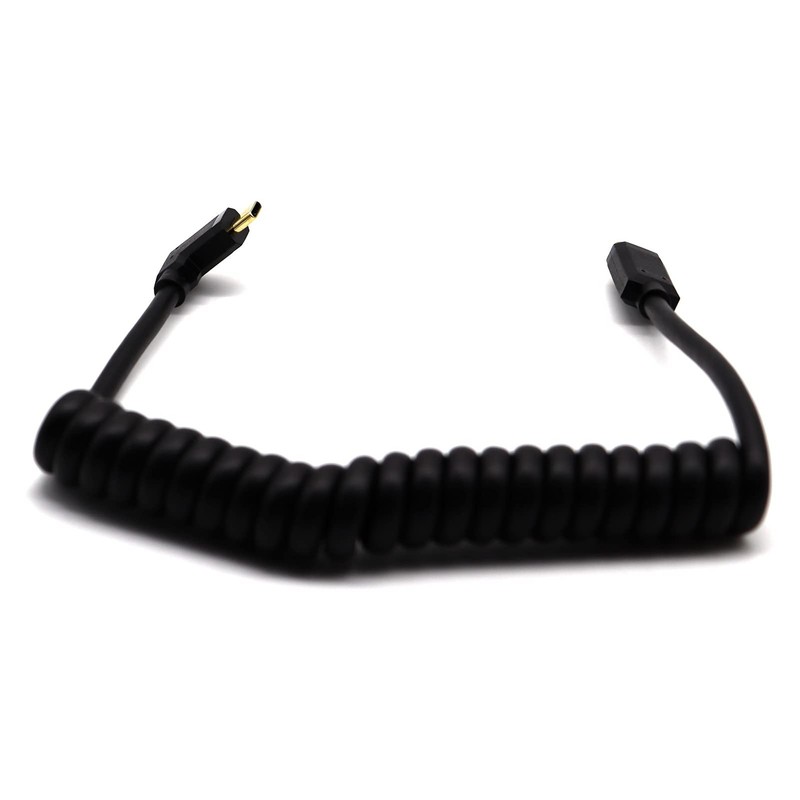 Spring Coiled USB C Cable 90 Degree Angle USB 3.1 Male Fast Data Cord 1.2m gallery