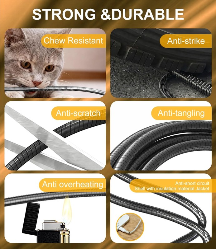 Chew Proof USB C Cable Metal Braided 6.6ft - 60W PD USBC Fast Charging Cable ... gallery