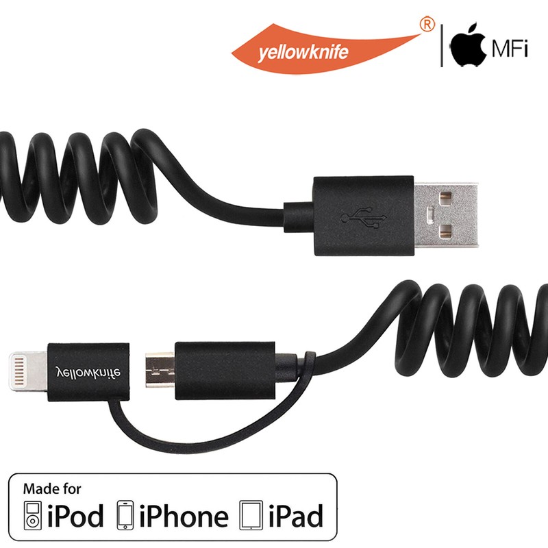 2IN1 Apple MFi 8Pin iPhone/Micro USB Fast Charging Charger Data Sync Cable Cord