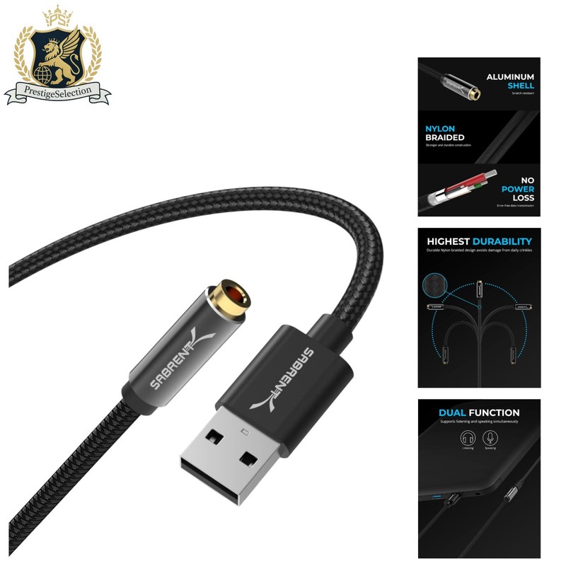 Versatile USB to 3.5mm Audio Adapter for PC & Consoles – Durable Design